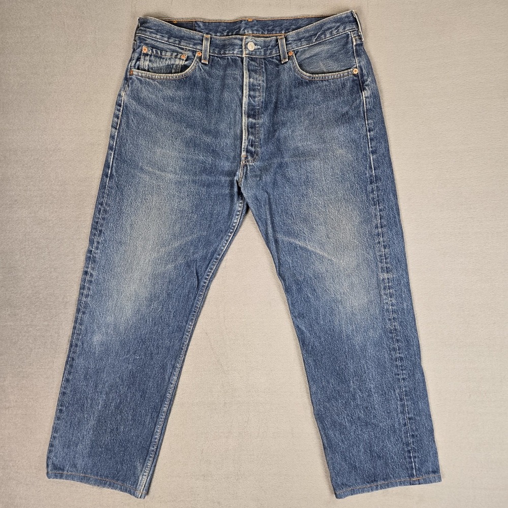 VTG 90s Levis 501 Jeans Mens 38x30 (Fits 36x28) Blue Denim USA Made Button Fly